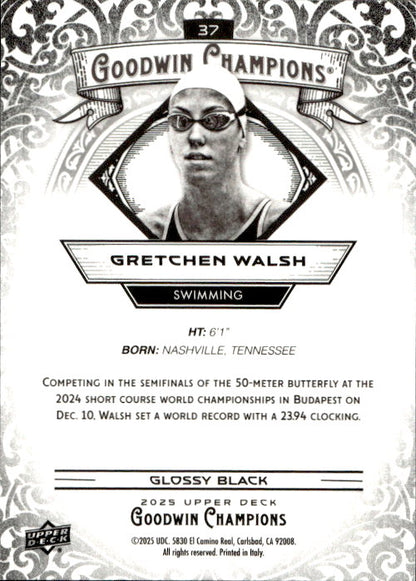 Gretchen Walsh - 2025 Upper Deck Goodwin Champions Glossy Black #37