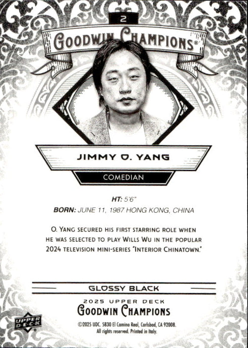 Jimmy O. Yang - 2025 Upper Deck Goodwin Champions Glossy Black #2