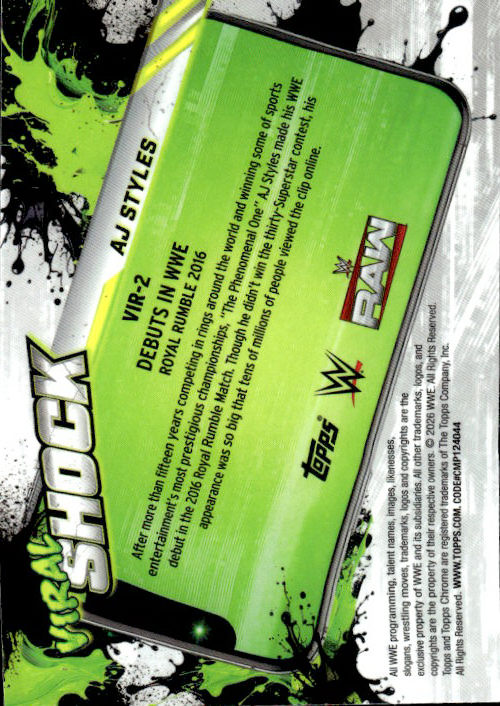 AJ Styles - 2026 Topps Chrome WWE Viral Shock Blue /150 #VIR-2