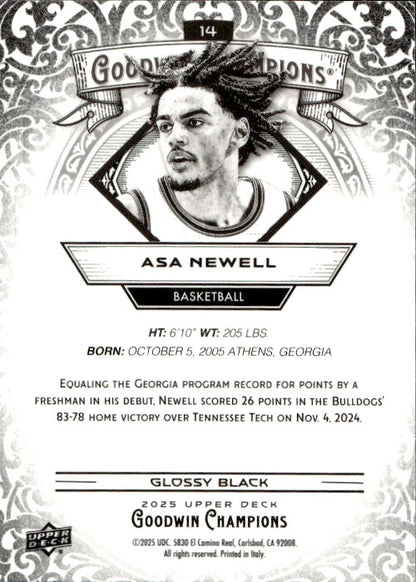 Asa Newell - 2025 Upper Deck Goodwin Champions Glossy Black #14
