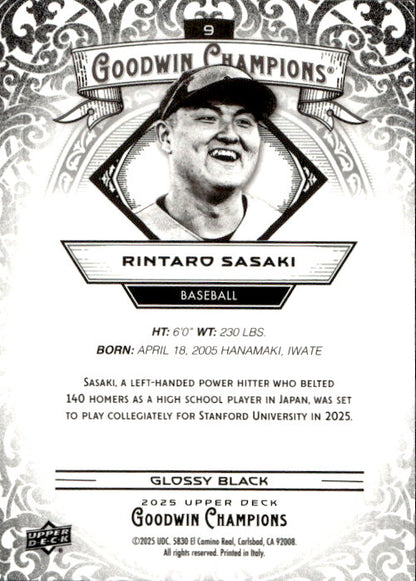 Rintaro Sasaki - 2025 Upper Deck Goodwin Champions Glossy Black #9