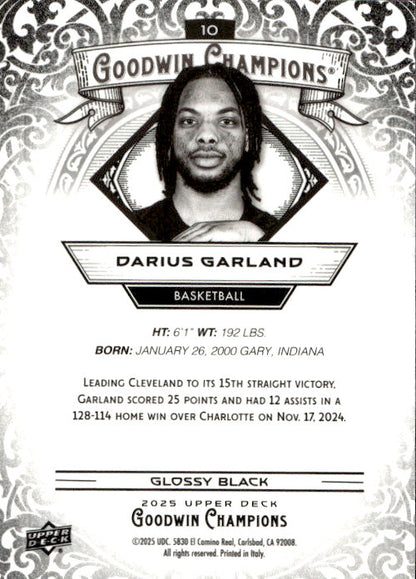 Darius Garland - 2025 Upper Deck Goodwin Champions Glossy Black #10
