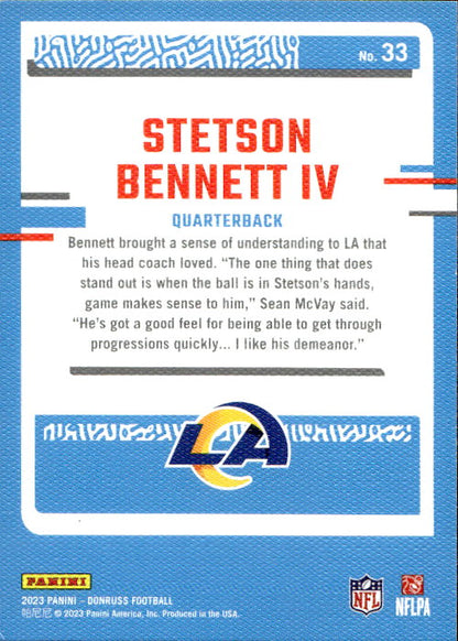 Stetson Bennett IV - 2023 Panini Donruss Rated Rookie #33 Los Angeles Rams