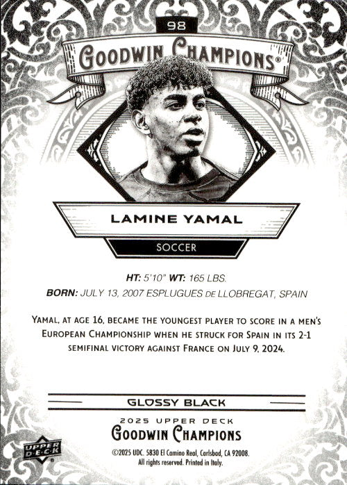 Lamine Yamal - 2025 Upper Deck Goodwin Champions Glossy Black #98
