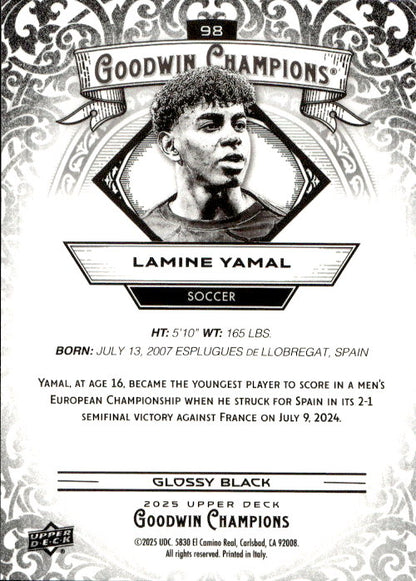 Lamine Yamal - 2025 Upper Deck Goodwin Champions Glossy Black #98