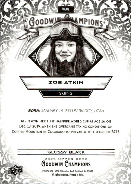 Zoe Atkin - 2025 Upper Deck Goodwin Champions Glossy Black #55