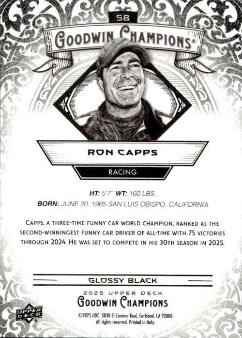 Ron Capps - 2025 Upper Deck Goodwin Champions Glossy Black #58