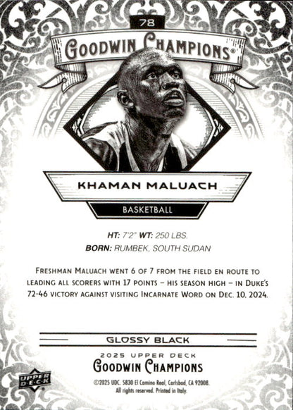 Khaman Maluach - 2025 Upper Deck Goodwin Champions Glossy Black #78