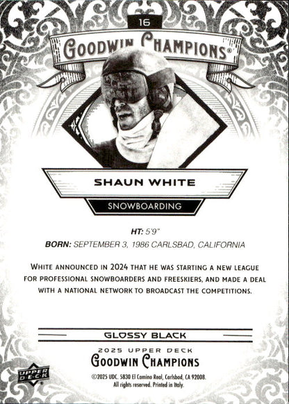 Shaun White - 2025 Upper Deck Goodwin Champions Glossy Black #16