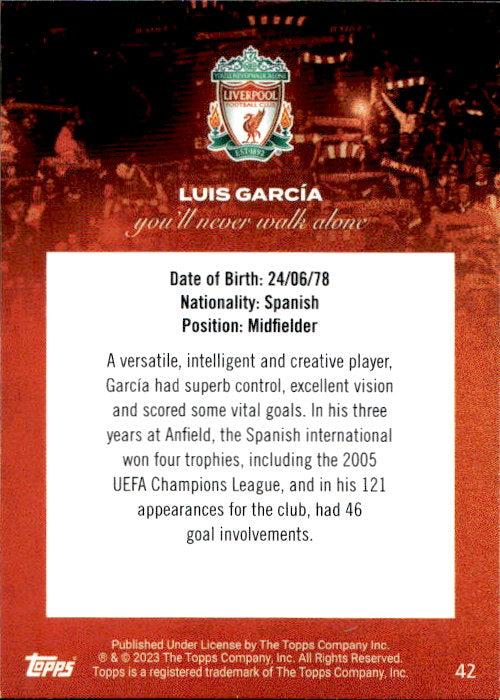 Luis Garcia - 2023/24 Topps Liverpool Team Set YNWA #42