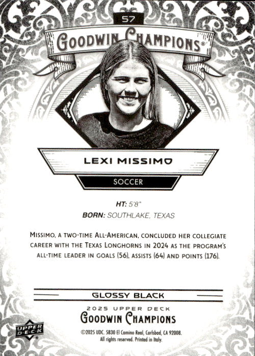 Lexi Missimo - 2025 Upper Deck Goodwin Champions Glossy Black #57