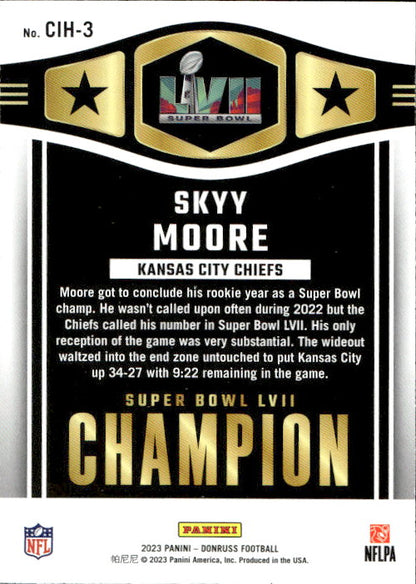 Skyy Moore - 2023 Panini Donruss Champ Is Here #CIH-3 Kansas City Chiefs