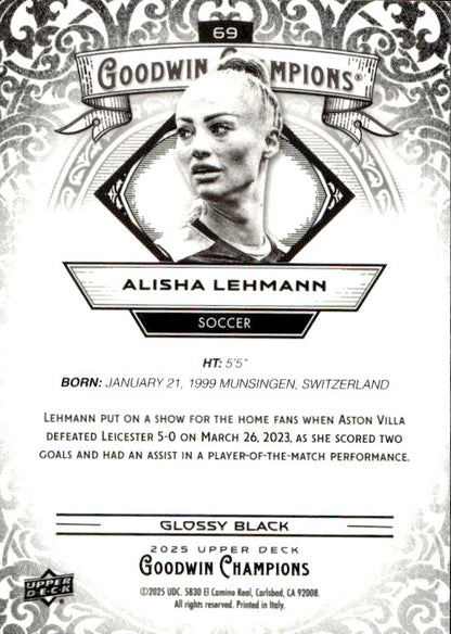 Alisha Lehman - 2025 Upper Deck Goodwin Champions Glossy Black #69