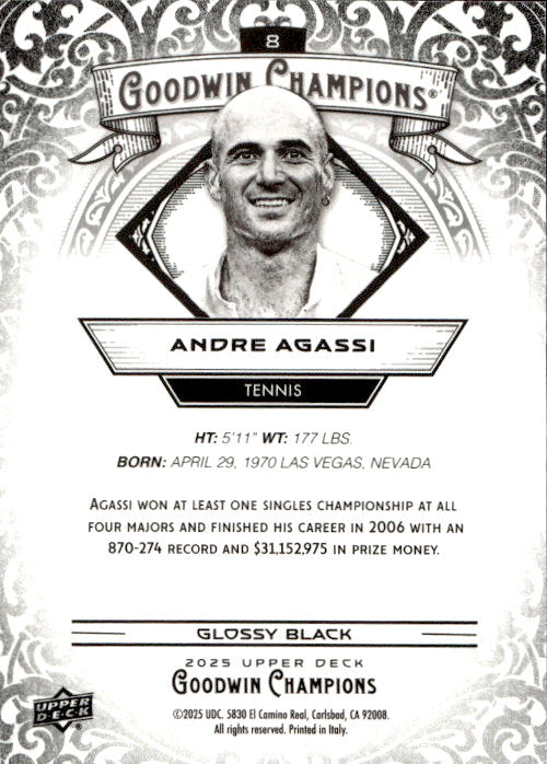 Andre Agassi - 2025 Upper Deck Goodwin Champions Glossy Black #8