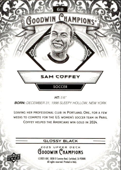 Sam Coffey - 2025 Upper Deck Goodwin Champions Glossy Black #68