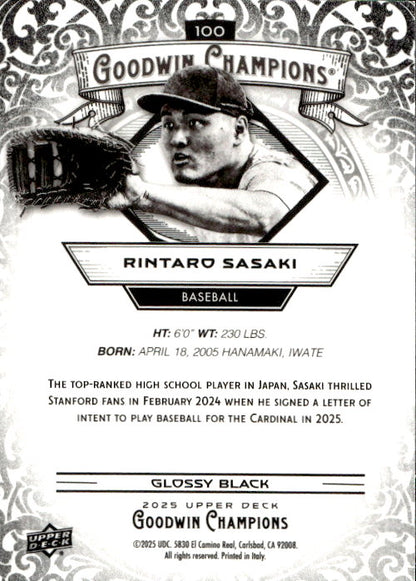 Rintaro Sasaki - 2025 Upper Deck Goodwin Champions Glossy Black #100