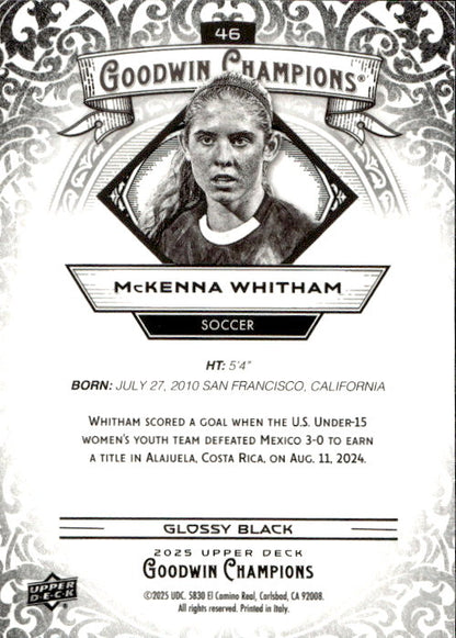 McKenna Whitman - 2025 Upper Deck Goodwin Champions Glossy Black #46