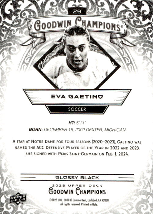 Eva Gaetino - 2025 Upper Deck Goodwin Champions Glossy Black #29