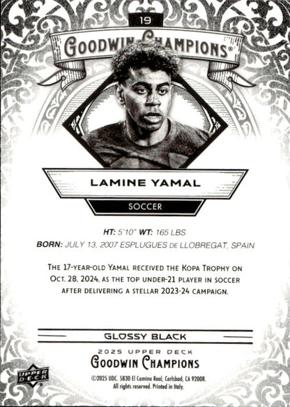 Lamine Yamal - 2025 Upper Deck Goodwin Champions Glossy Black #19