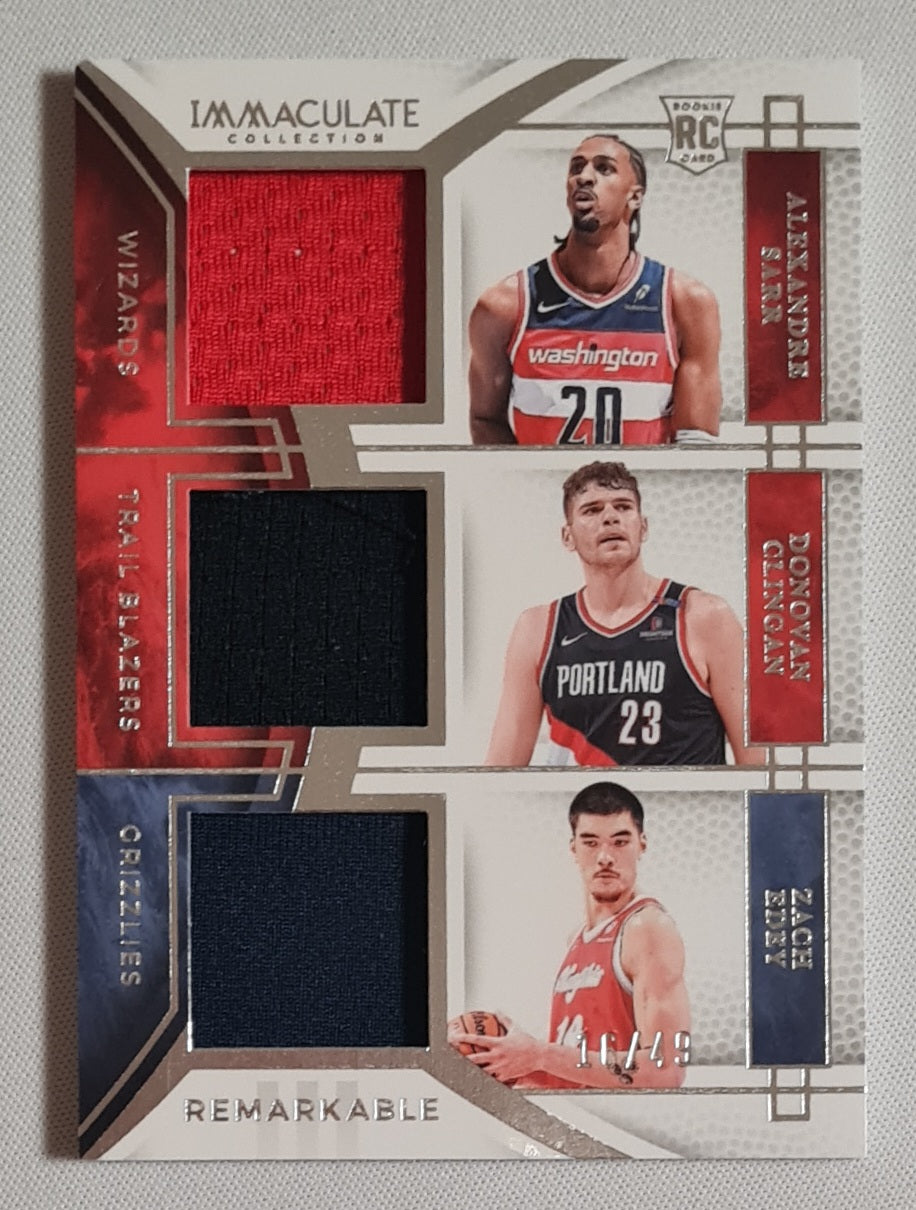 Sarr Clingan Edey - 2024/25 Panini Immaculate Remarkable Rookie Jerseys Triple #RJT-SCE