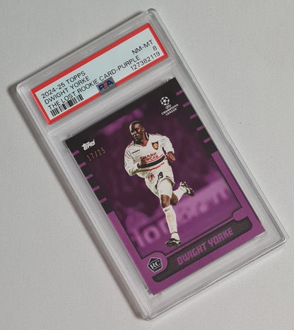 Dwight Yorke - 2024/25 Topps UCL The Lost Rookie Purple /25 PSA 8 Manchester United