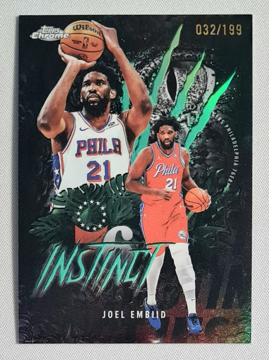 Joel Embiid - 2025/26 Topps Chrome Instinct Aqua /199 #INS-10 Philadelphia 76ers