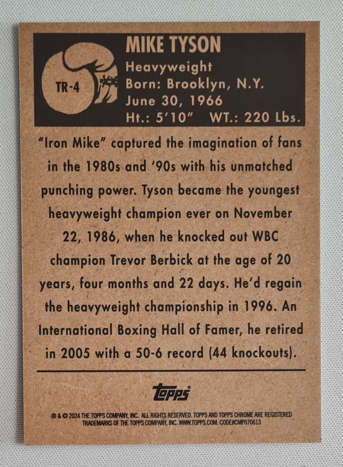 Mike Tyson - 2024 Topps Chrome Boxing 1951 Boxing Ringside #TR-4