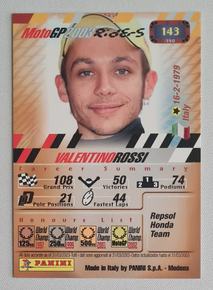 Valentino Rossi - 2003 Panini MotoGP2003 Riders #143