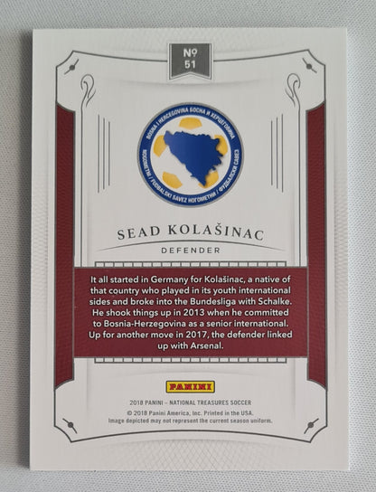 Sead Kolasinac - 2018 Panini National Treasures Soccer Emerald /5 #51 Bosnia Herzegovina
