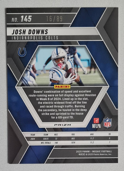 Josh Downs - 2025 Panini Mosaic Fusion Red Yellow /89 #145 Indianapolis Colts