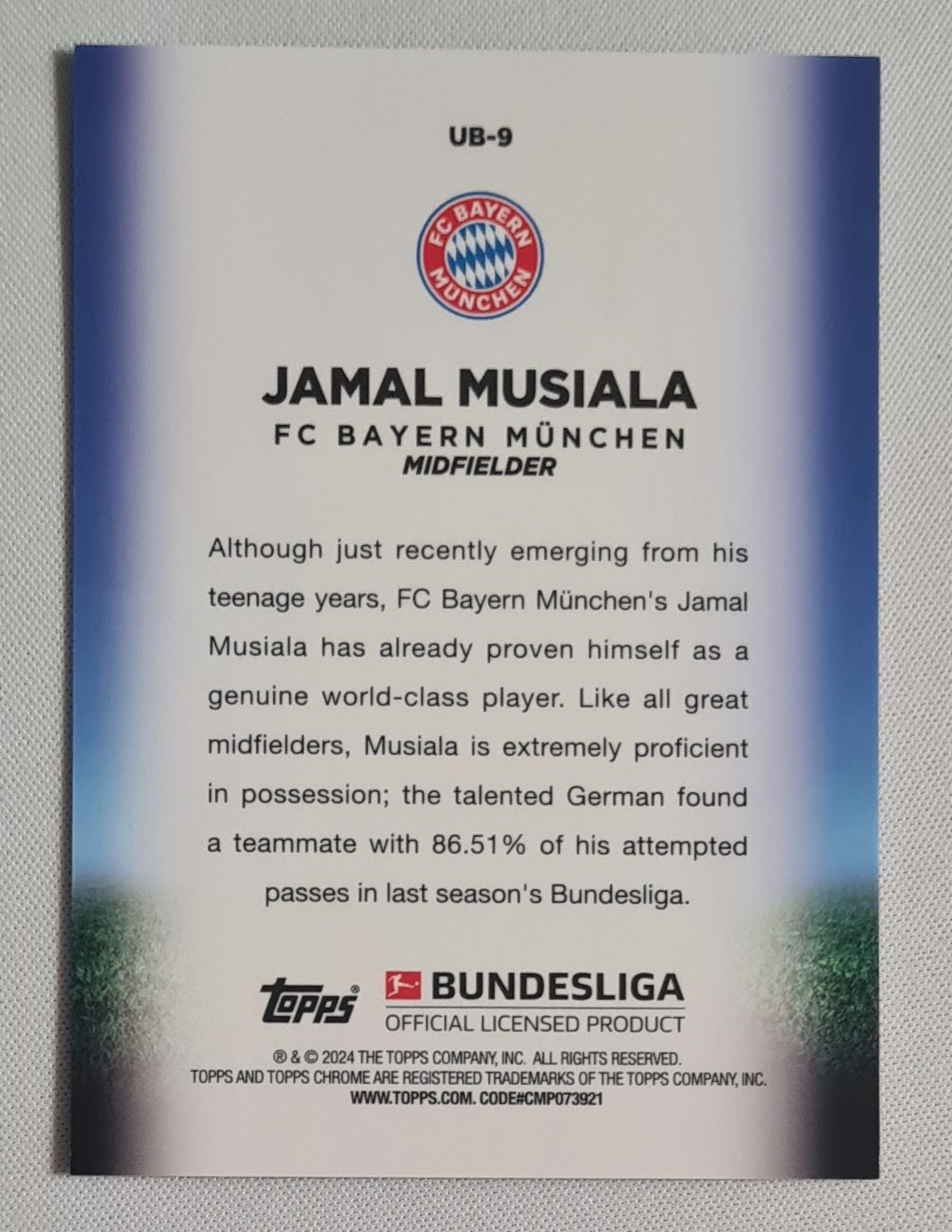 Jamal Musiala - 2023/24 Topps Chrome Bundesliga Red /5 #UB-9 Bayern Munchen