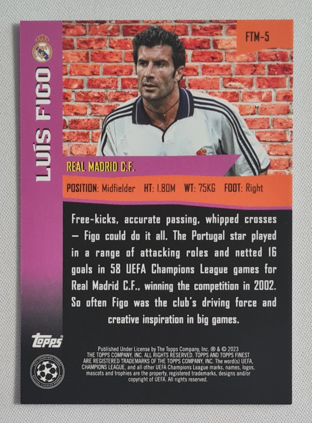 Luis Figo - 2022/23 Topps Finest The Man Purple /299 #FTM-5 Real Madrid CF