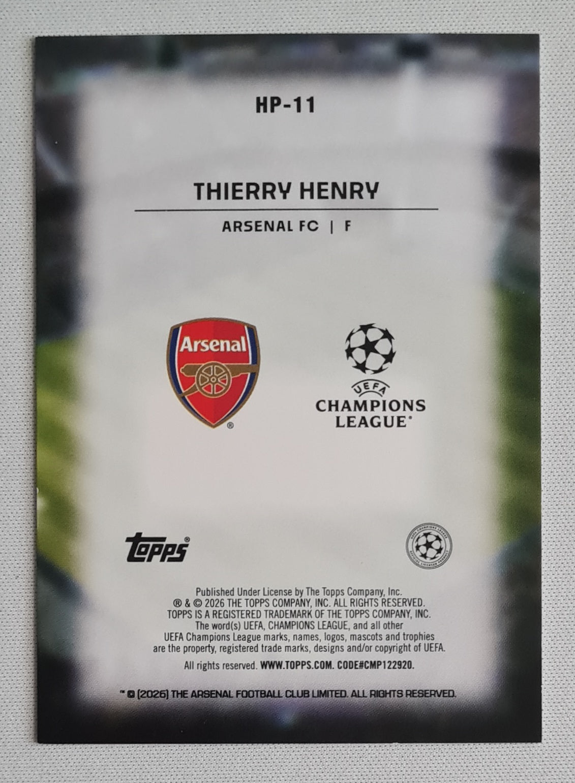 Thierry Henry - 2025/26 Topps UCC Home Advantage #HP-11 Arsenal FC