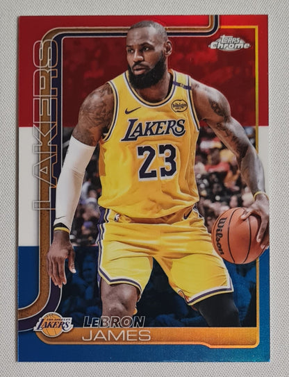 LeBron James - 2025 Topps Chrome Red/White/Blue #127 Los Angeles Lakers