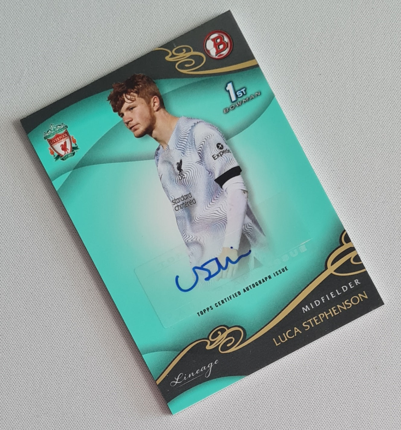 Luca Stephenson - 2022/23 Topps Liverpool FC Lineage Academy Autograph Teal /99 #AU-ST