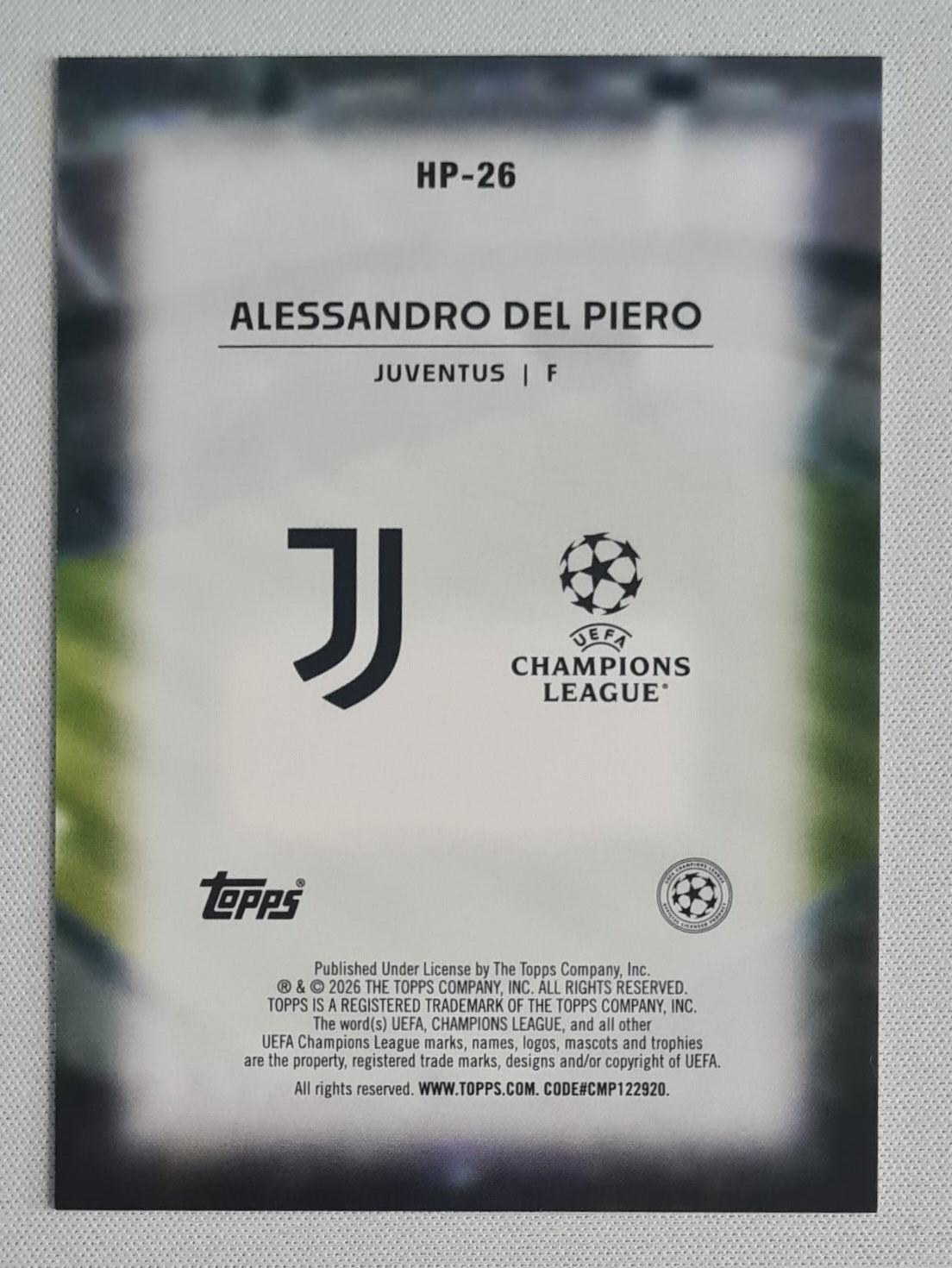 Alessandro Del Piero - 2025/26 Topps UCC Home Advantage #HP-26 Juventus