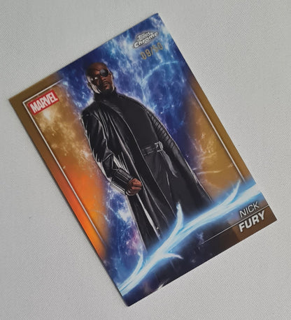Nick Fury - 2025 Topps Chrome Marvel Iron Man 2 Gold /50 Phase One #9
