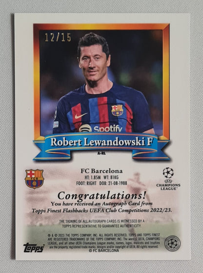 Robert Lewandowski - 2022/23 Topps Finest Flashbacks UCC Finest Auto /15 FC Barcelona
