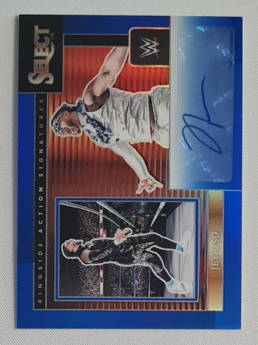 Jey Uso - 2024 Panini Select Ringside Action Signatures Blue Prizm /49 #RA-JYU