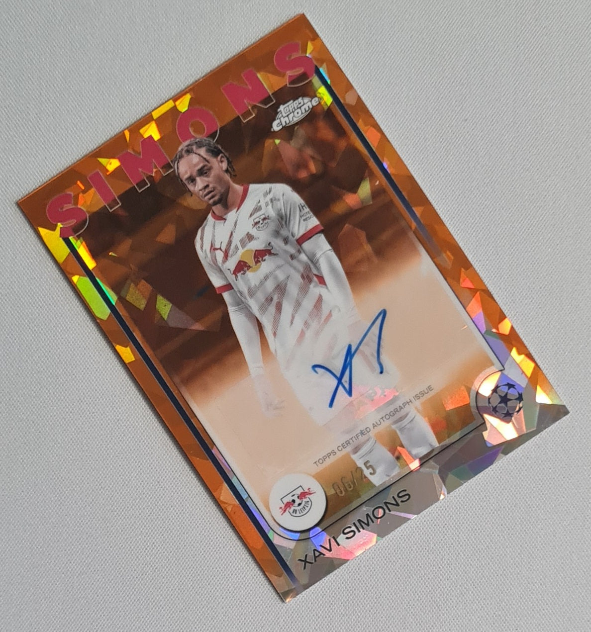 Xavi Simons - 2024/25 Topps Chrome Sapphire UCC Orange Auto /25 #CA-XS RB Leipzig