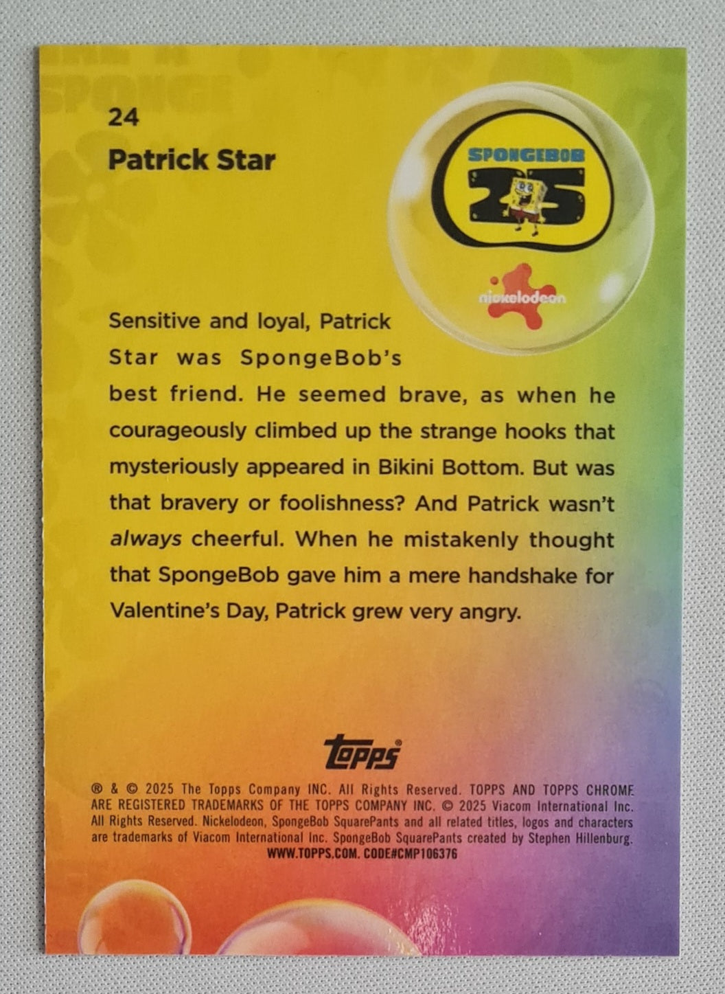Patrick Star - 2025 Topps Chrome Spongebob 25 #24