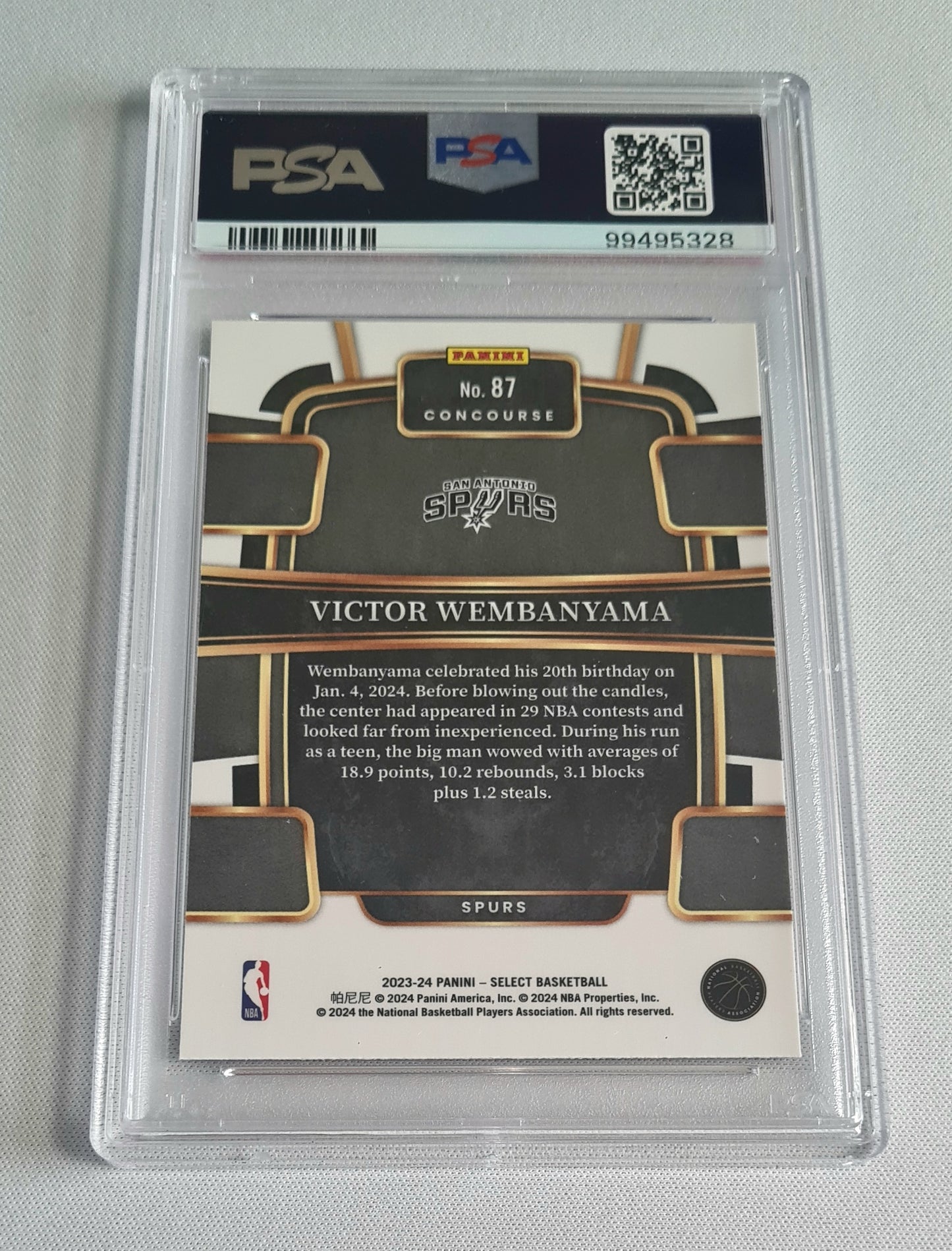 Victor Wembanyama - 2023 Panini Select Blue Concourse PSA 10 Rookie Card #87 San Antonio Spurs