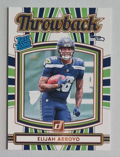 Elijah Arroyo - 2025 Panini Donruss Football Throwback Rated Rookie #44 Seattle Seahawks