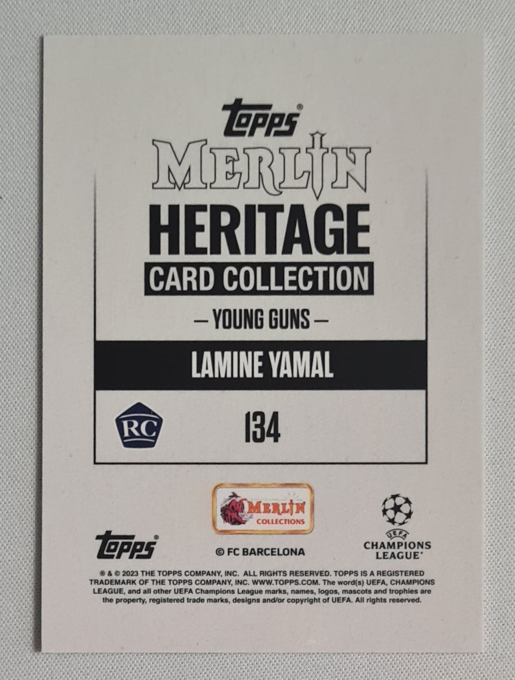 Lamine Yamal - 2023/24 Topps Merlin Heritage Young Guns #134 FC Barcelona