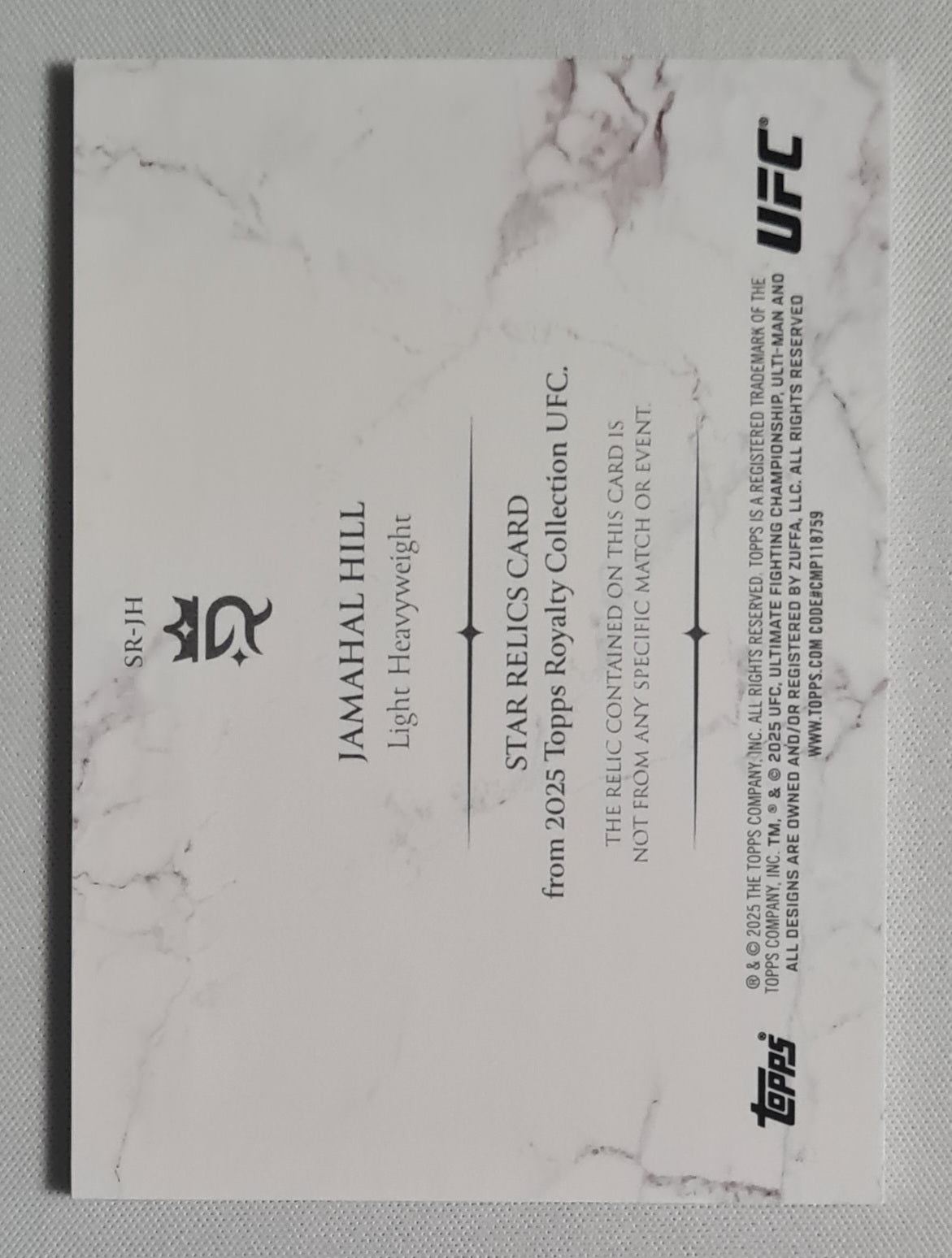 Jamahal Hill - 2025 Topps Royalty UFC Collection Star Relics Card /99 #SR-JH