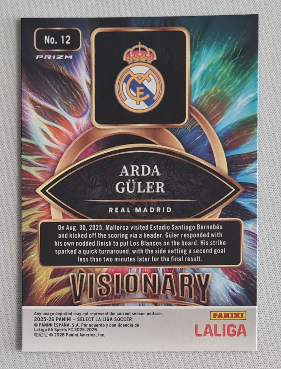 Arda Guler - 2025/26 Panini Select La Liga Soccer Visionary Prizm #12 Real Madrid CF