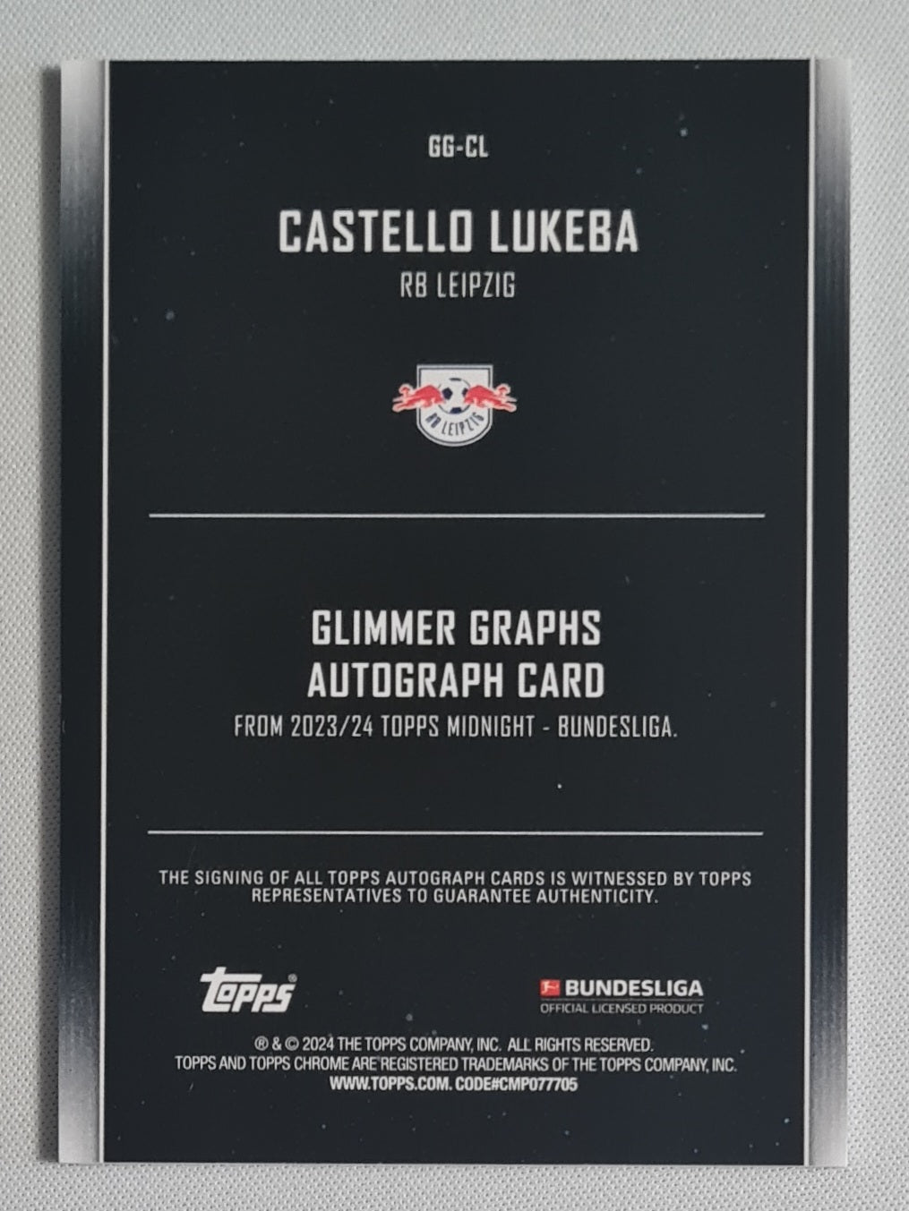 Castello Lukeba - 2023/24 Topps Midnight Bundesliga Glimmer Graphs Auto /12 #GG-CL RB Leipzig