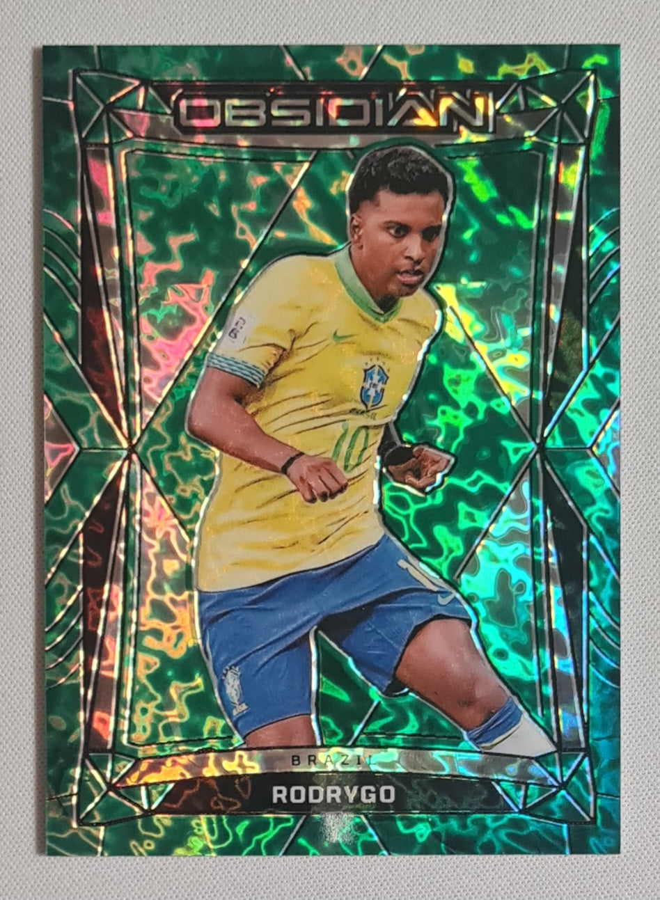 Rodrygo - 2024/25 Panini Obsidian Electric Etch Green Flood /26 #53 Brazil