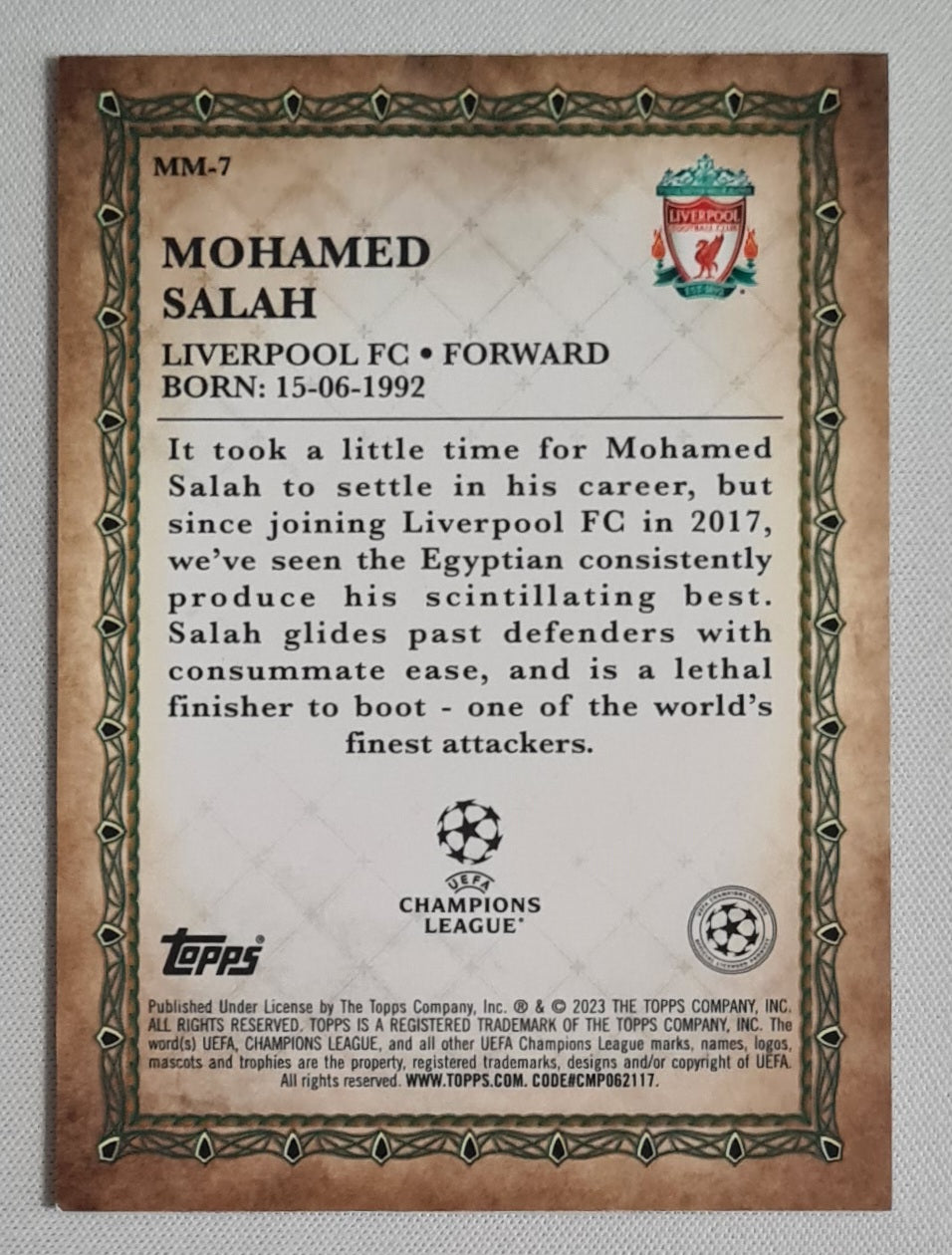 Mohamed Salah - 2022/23 Topps Merlin UEFA Soccer Merlin's Masters #MM-7 Liverpool FC