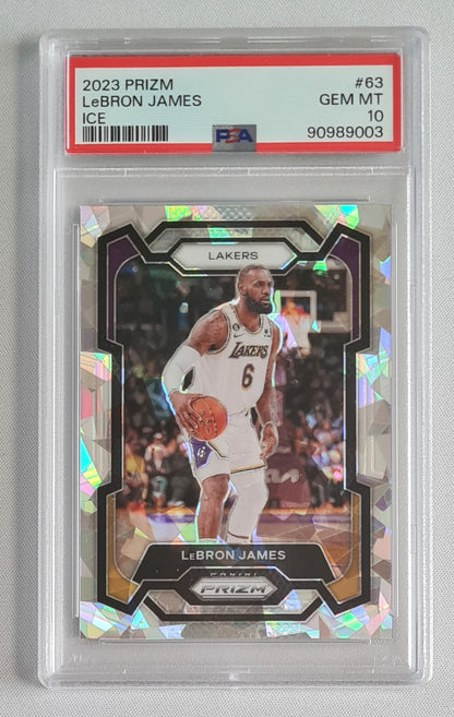 LeBron James - 2023 Panini Prizm Silver Ice PSA 10 #63 Los Angeles Lakers